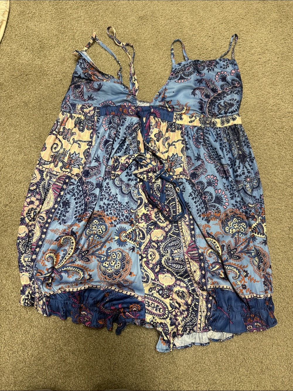 Women’s Blue Paisley Chemise Nightdress - Sleeveless Sleepwear